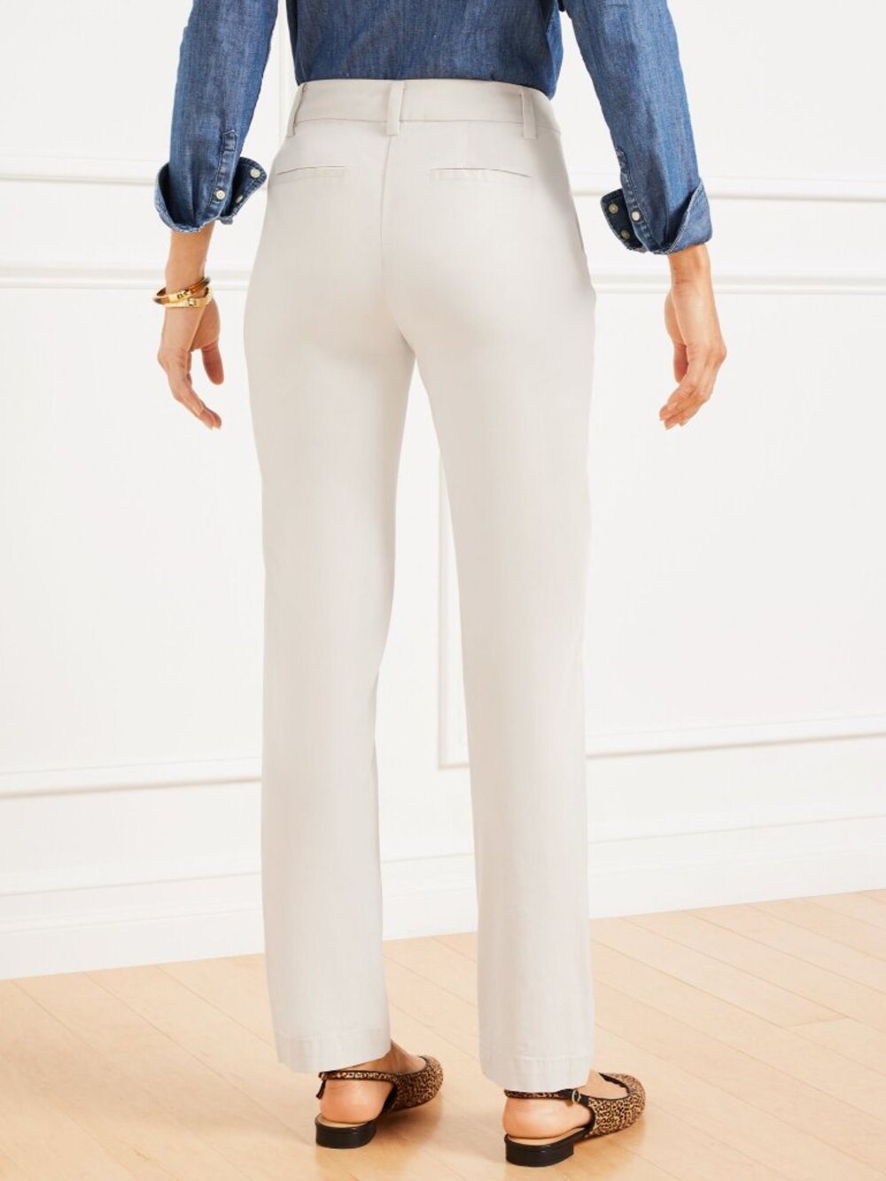 Talbots White Perfect Chino Straight Leg Pants Womens Sz 6 8 Cotton Stretch NWT - Picture 2 of 7
